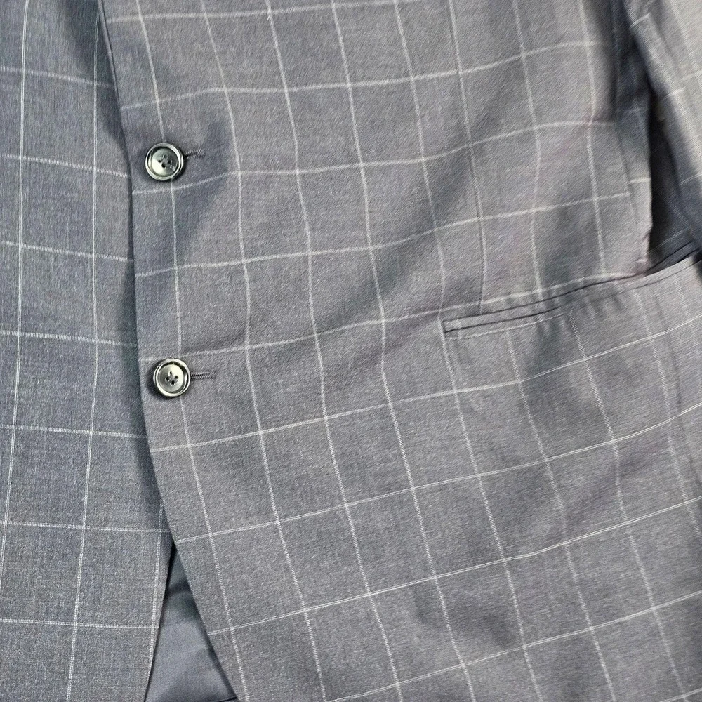 Jos. A. Bank Suit Jacket Mens 48R Gray Check 100% Wool Gordon Classic Fit